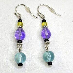 Handmade Colored Glass Dangle Earrings